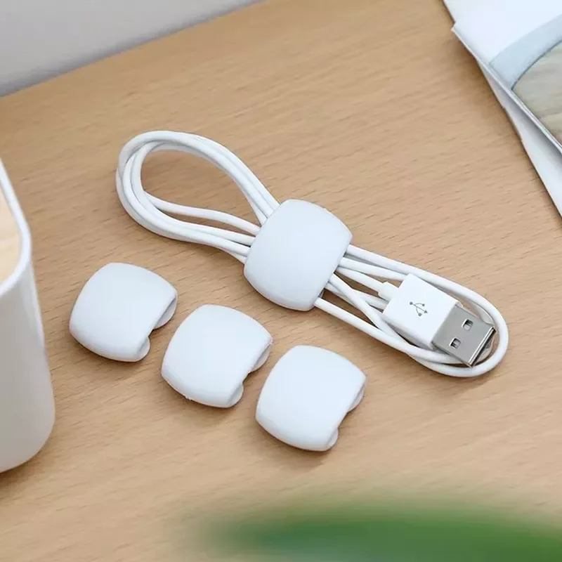 

4pcs/lot USB Power Line Data Cable Winder Desktop Table Wire Holder Charging Line Organizer Portable Wires Twine Storage Tool