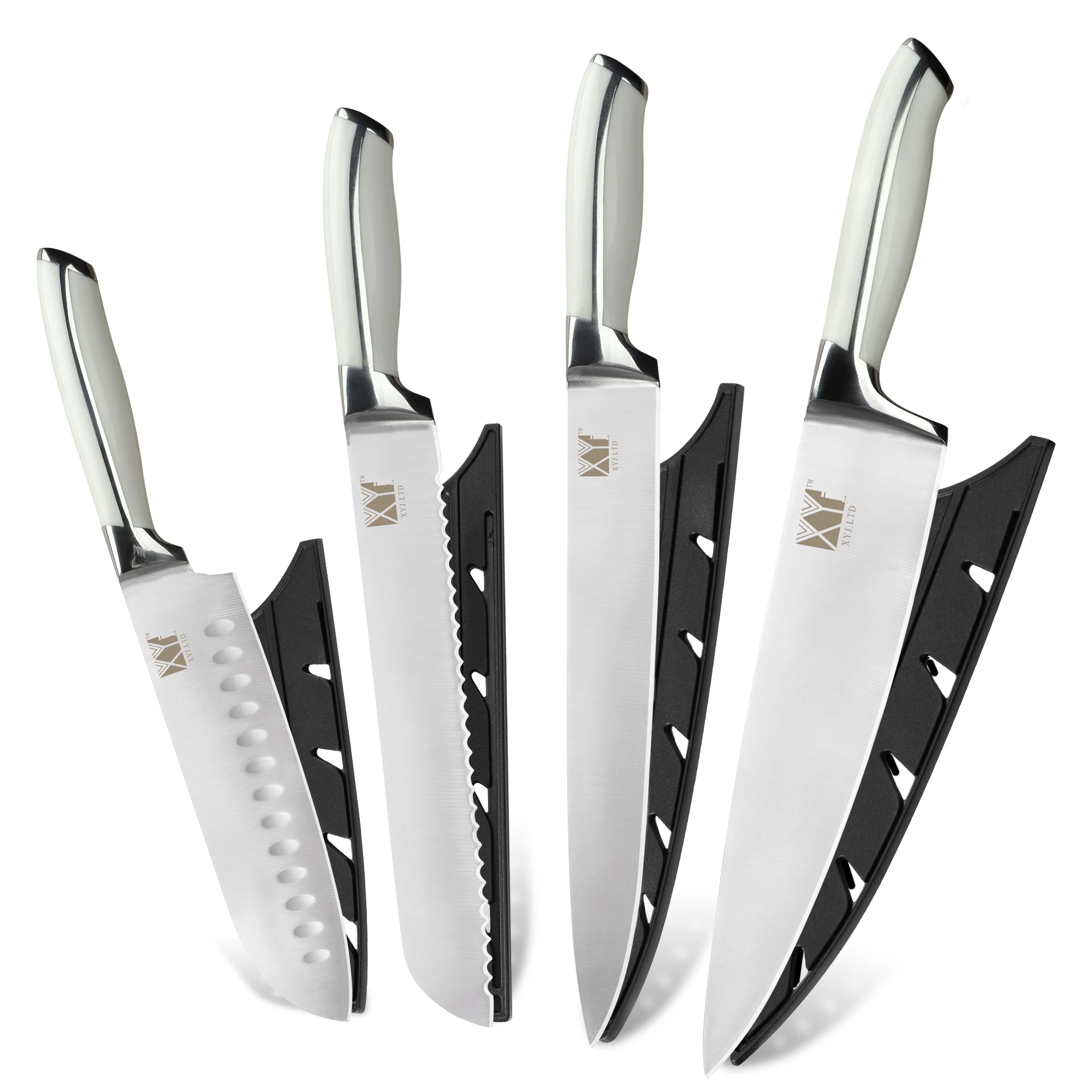 

XYj 3Pcs/4Pcs Stainless Steel Knives Set Kitchen Kit Sharp Blade High Quality Kitchen Chef Slicing Santoku Bread Knife Tools New