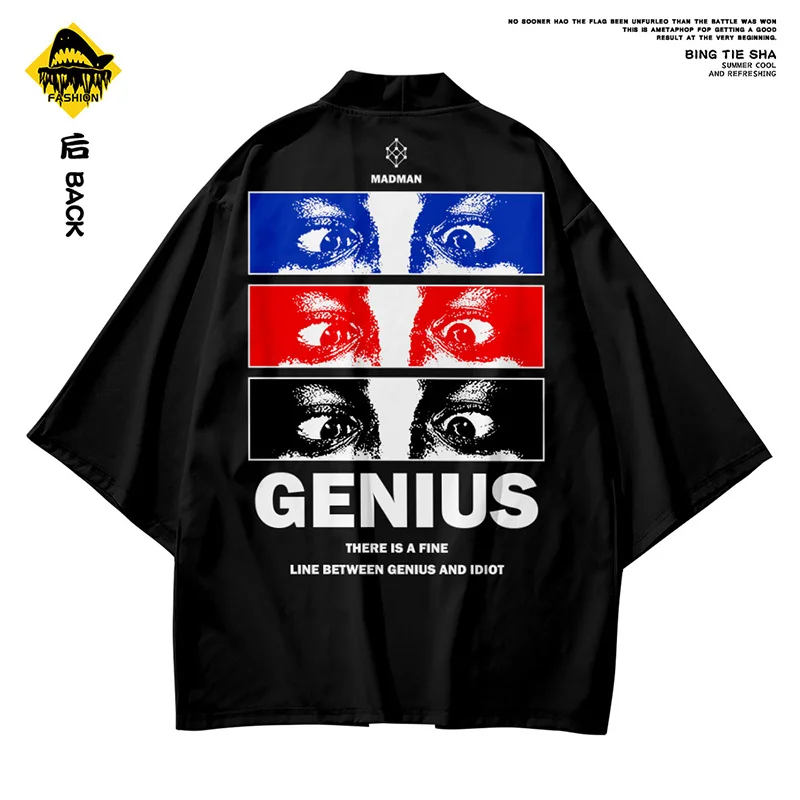 Рубашки-кимоно Genius and madman для мужчин и женщин 3D печать уличная одежда рукава три