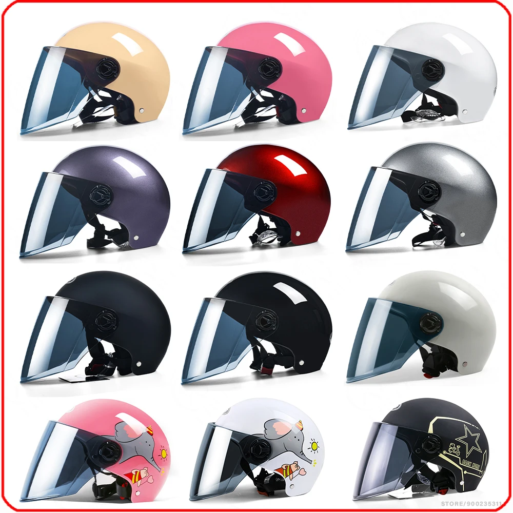 

Moto Casco Motorcycle Half Helmet 2 Colors Visor Adjustable Head Circumference 55-62CM Motorbike Bicycle Scooter Safety Helmets