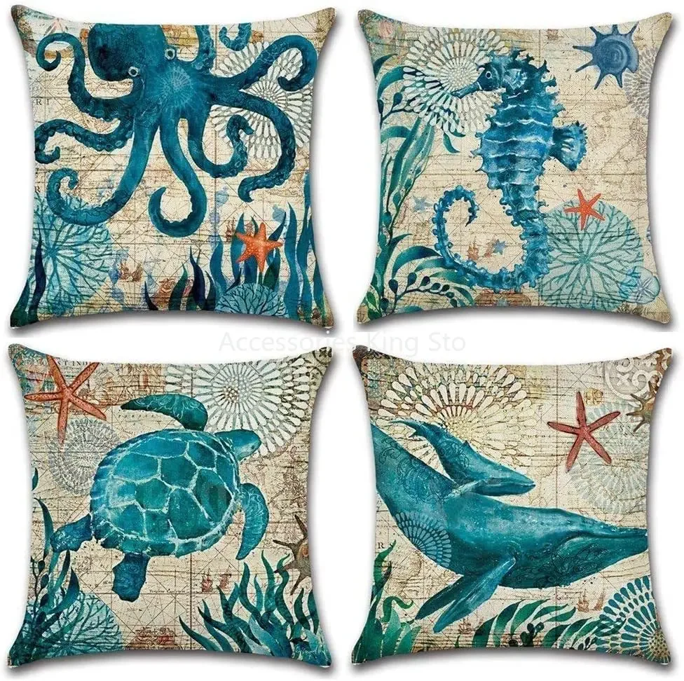 

45X45cm Print pillowcase Marine Life Printing Cushion cover suitable for bed car sofa Home Decor Pillow Case