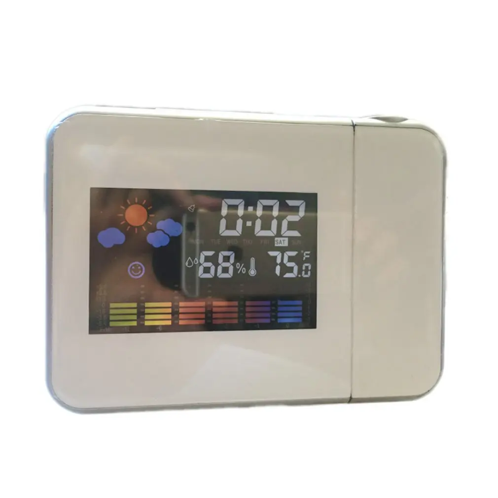Thermometer Table Time And Date Weather Forecast Display Projector Calender Usb Charger Table Clock