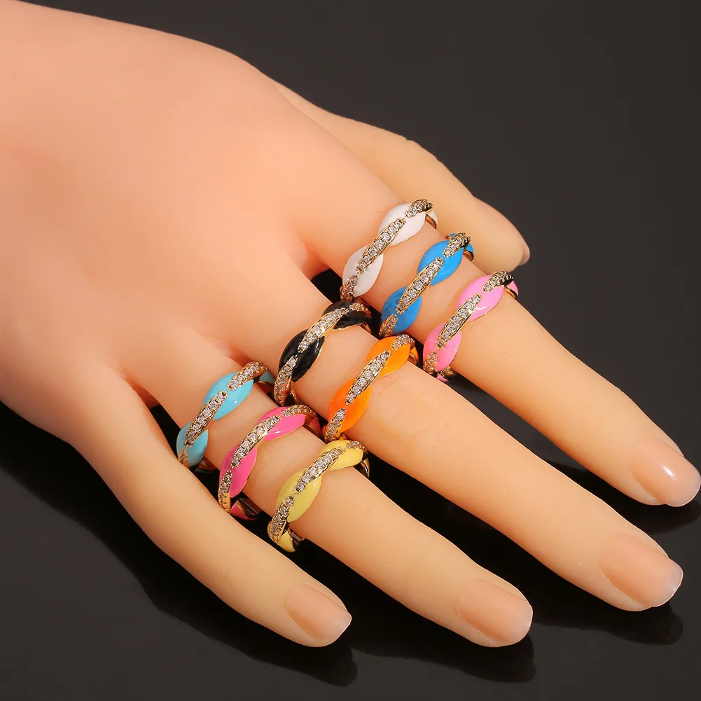 

Ladies Engagement Jewelry Drop Oil Inlaid Zircon Open Ring Adjustable Ladies Wild Ring Friend Gift Supply Wholesale