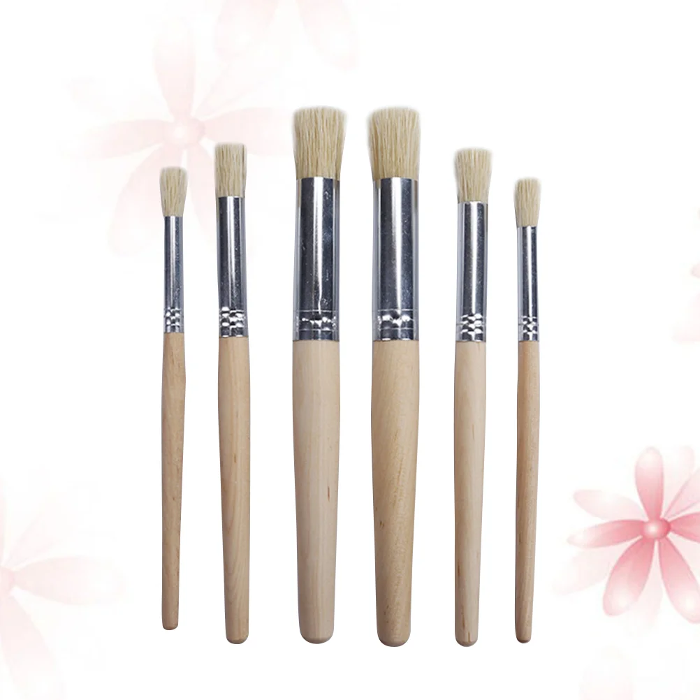 

Brushbrushes Painting Acrylic Set Wooden Oil Watercolor Nylon Handle Round Stenciltip Wood Paintbrush Craft Artist Pointed