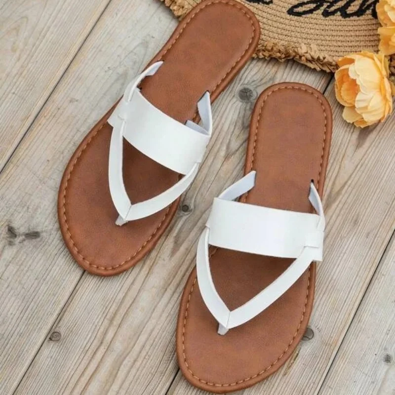 Women Minimalist Toe Post Thong Sandals Fashion Summer Office-Ladies Flats Flip-Flops Rome Style Retro Outdoor Casual New Slides