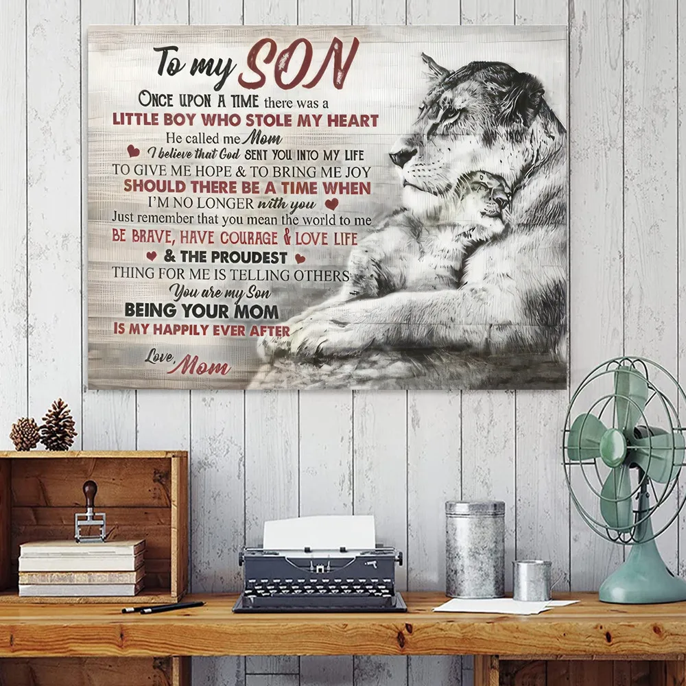 Вдохновляющий моему сыну принт на холсте постер в стиле ретро мотивационный лев