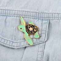 cartoon new year gift green turtle badges creative lapel pins enamel pin womens brooch friends christmas jewelry fashion
