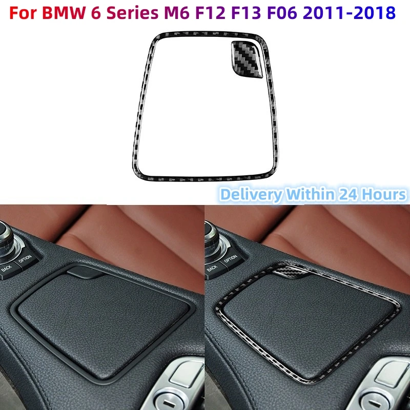 

For BMW F12 F13 F06 M6 6 Series 2011-2018 M Sport Real Carbon Fiber Stickers Cup Holder Cover Frame Auto Styling Accessories