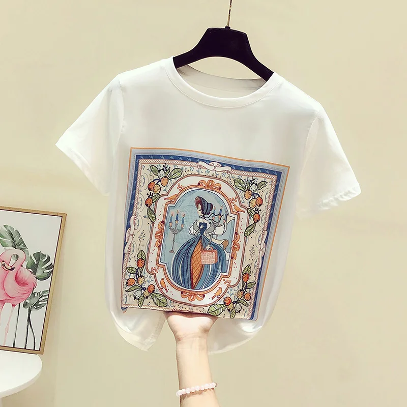 

Women Vetement Femme Stain T-Shirts Mujer Y2K Fashion Casual Loose Printed OL T shirts Summer Female Harajuku Top Tees H045