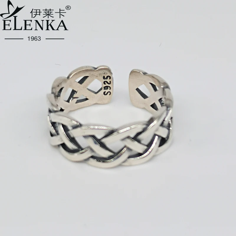 

Original 100% 925 Streling Silver Ring For Women Adjustable Retro Unique Design Rings Men Simple Cool Plain Ring Luxury Jewelry