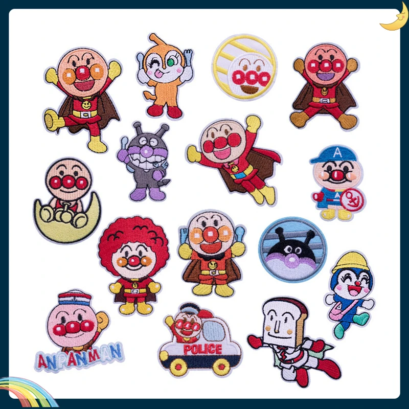 

1/15PCS Anpanman Stickers Patches Termoadhesivos Applique Patch Sticker Parches Bordados Diy Para La Ropa Badges Iron On Patches