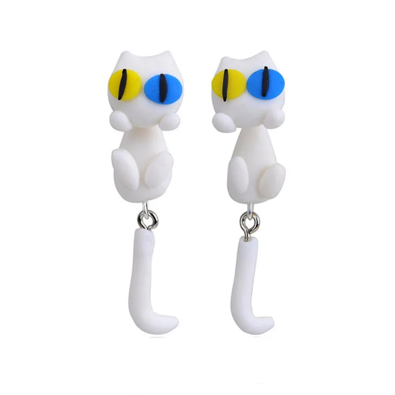 3D мультфильм милый кулон для животного женские серьги полимерная глина ручной