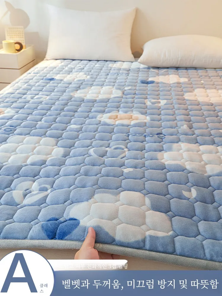 Milk Flannel Bed Cover Fleece-lined Thickened Quilted Tatami Warm Sheet Winter Kang Dormitory Single Mattress