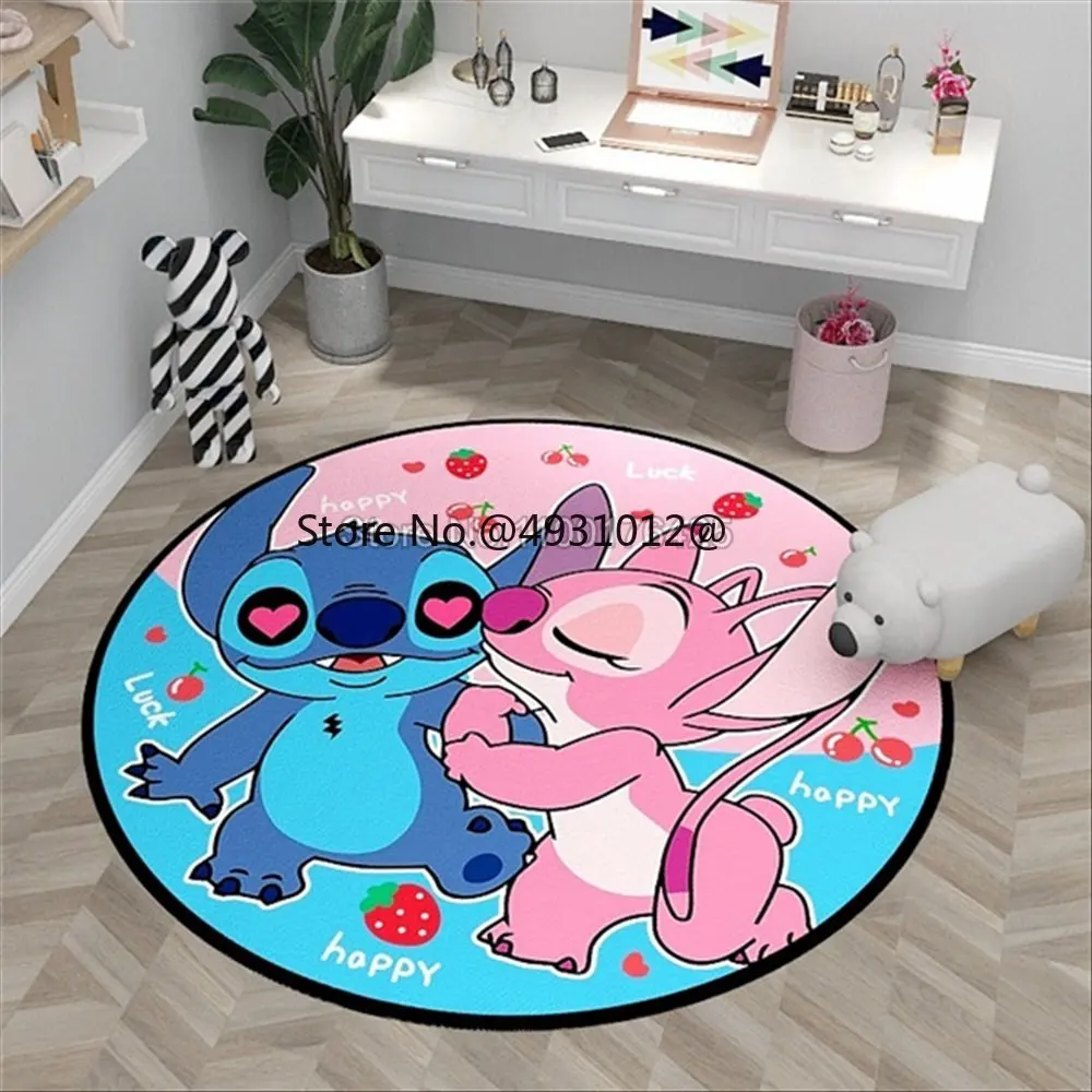 

2023, детский игровой коврик Disney Lilo & Stitch, круглый коврик 100 см для гостиной, большой коврик для спальни, нескользящий напольный коврик, домашний декор