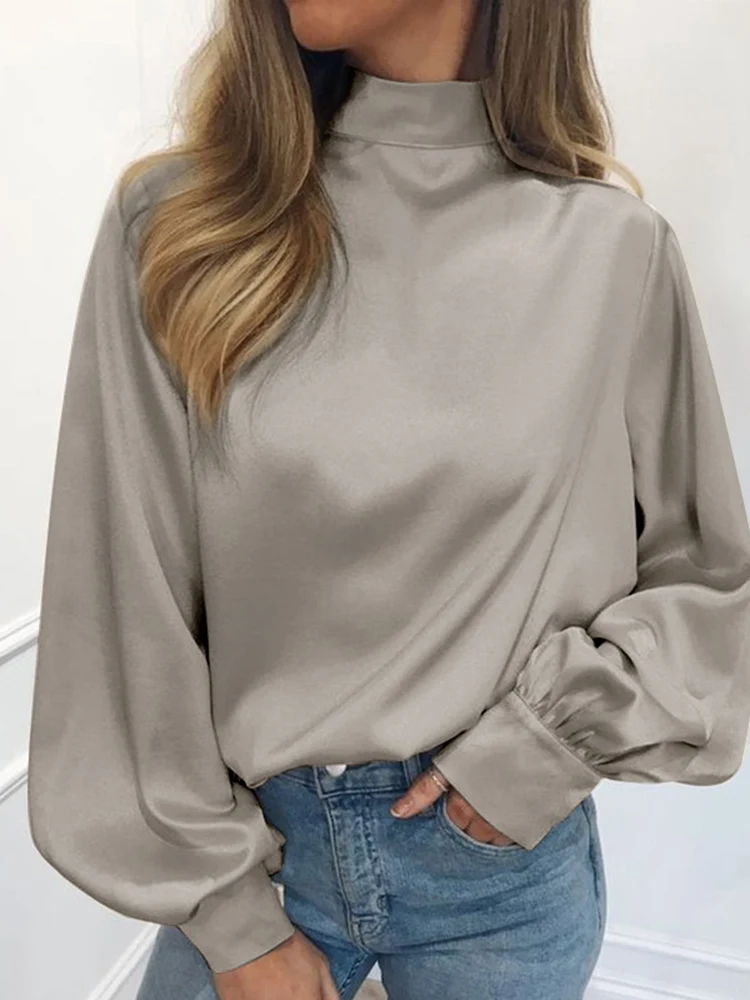 

VONDA 2022 Elegant Ol Style Blouse Tops Oversized Elegant Women Chemise Tops Casual Long Sleeve O Neck Solid Loose Blusas Shirts