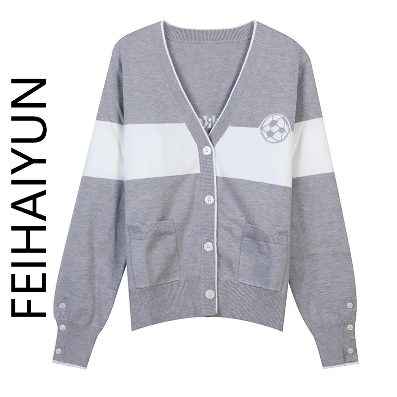 

2022 Autumn and Winter TB New Women's Jacquard British All-match Color Contrast Knitted Cardigan Jacket Coat Trend