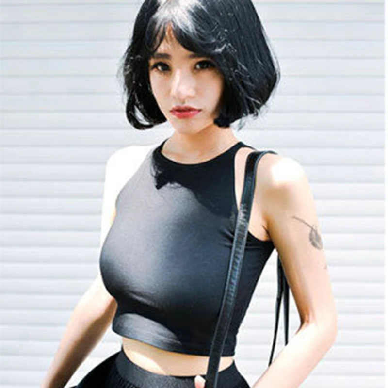 

Solid Color Women Tank Tops Sleeveless Cropped Tops Sexy Fitness Bandage Short Tanks Female streetwear