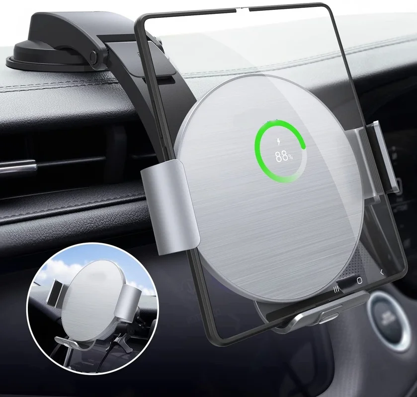 

Dual Coil 15W Car Wireless Charger for Samsung galaxy z flod 3 5g Mobile Phone Holder Car Bracket Fast Charger for iphone 13 12