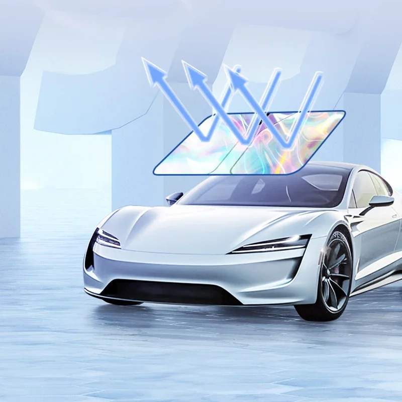 Фото Автозапчасти для Renault 5 E-Tech 2024~2025: Солнцезащитный козырек на лобовое стекло, блокирующий УФ-лучи, отражающий, защитный чехол-шторка №5
