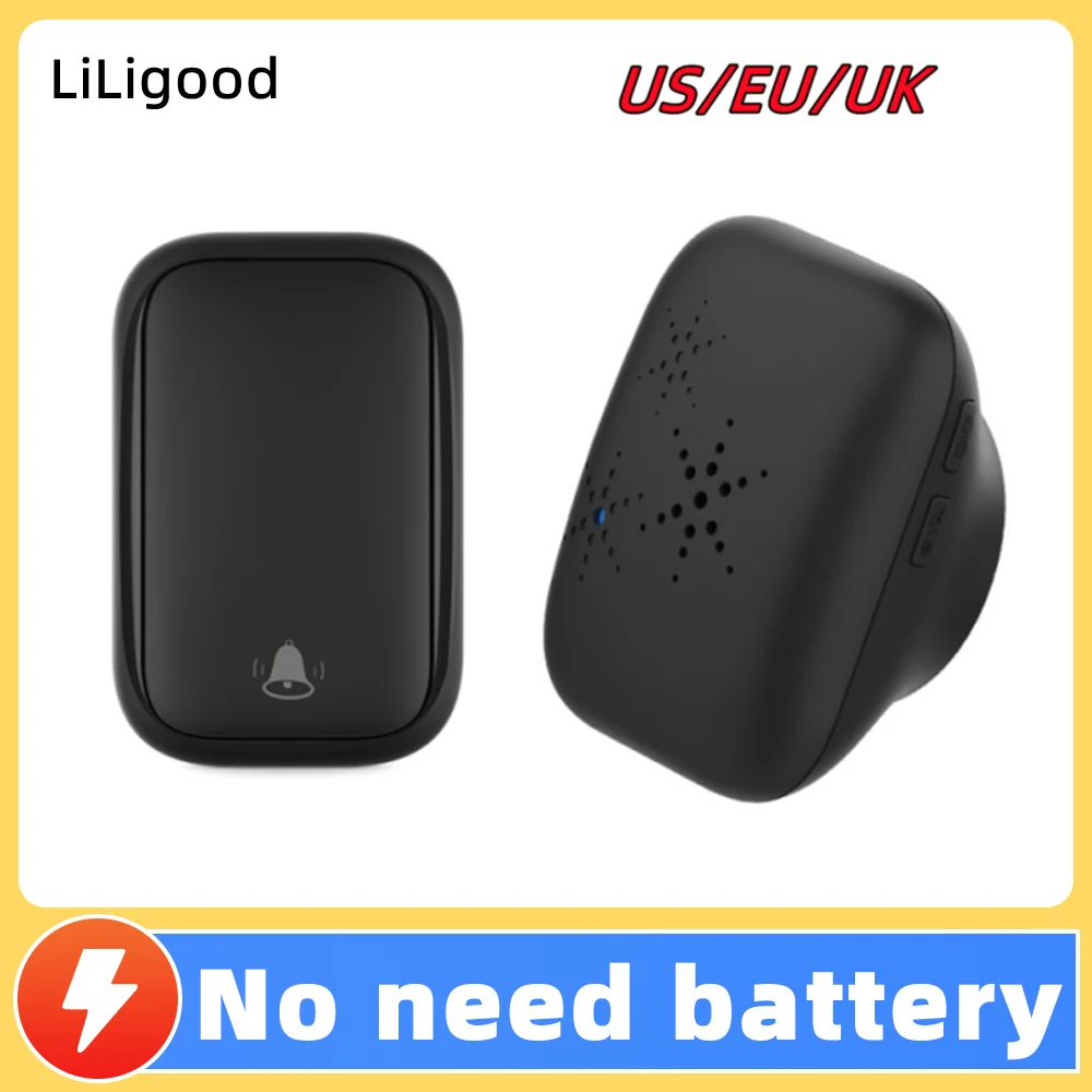 

LiLigood Self Powered Outdoor Wireless Doorbell Waterproof Door Ring Chime 150M Distance 38 Songs Home Welcome Door Bell Sets