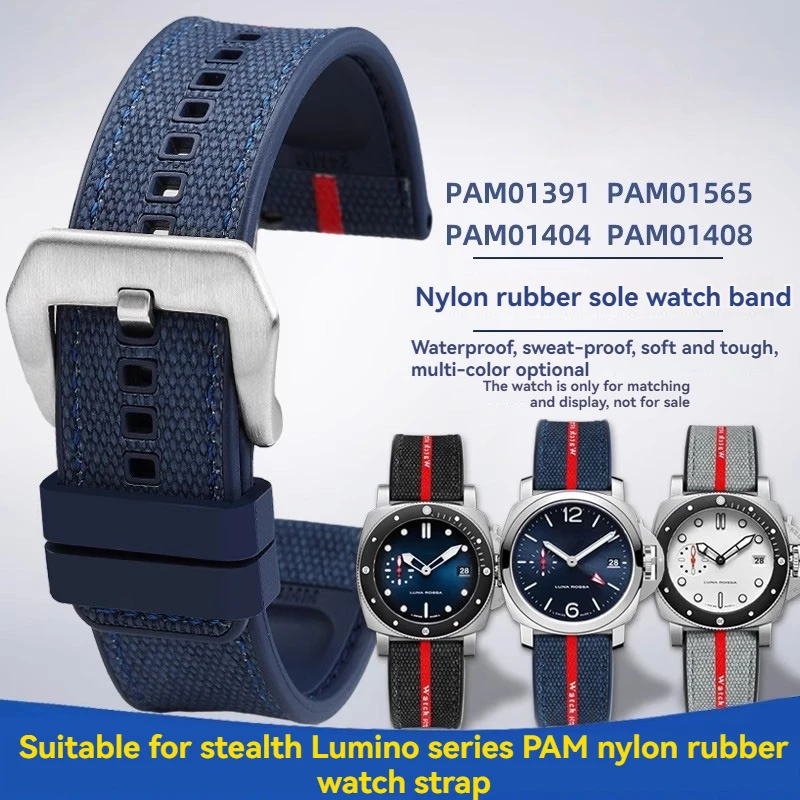 Фото Высококачественный резиновый ремешок для Panerai Submersible PAM 1391 PAM1565 Luna Rossa, водонепроницаемый мужской ремешок для часов Luminor 22 мм 24 мм 26 мм №3