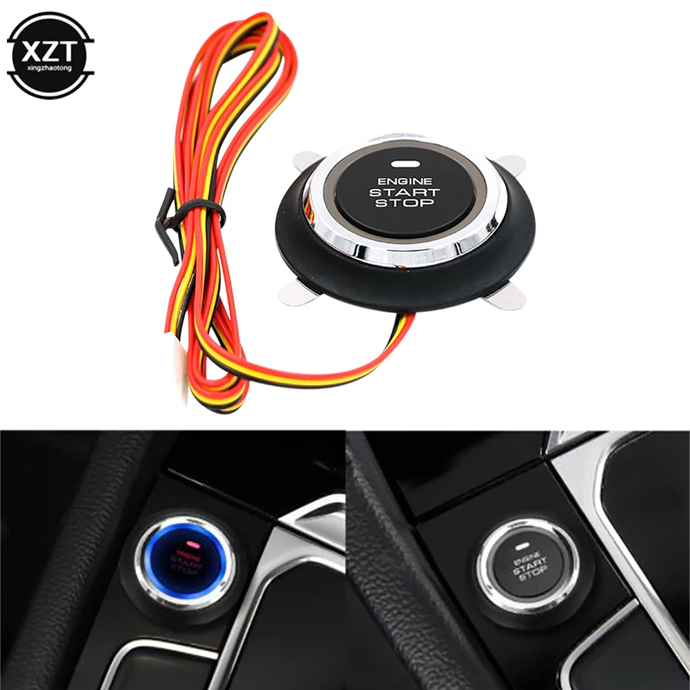 

Универсальная кнопка запуска и остановки двигателя автомобиля без ключа, 12 В, однокнопочный вход, стартовый переключатель зажигания светодиодный светодиодная подсветка, автомобильные аксессуары