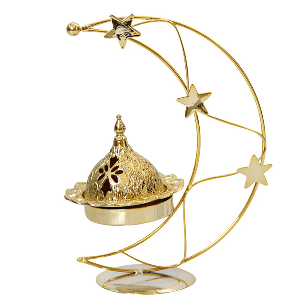 

1pc Gold Burner Bakhoor Burner Arabic Vintage Holder Arab Burner Pine Wood Stand