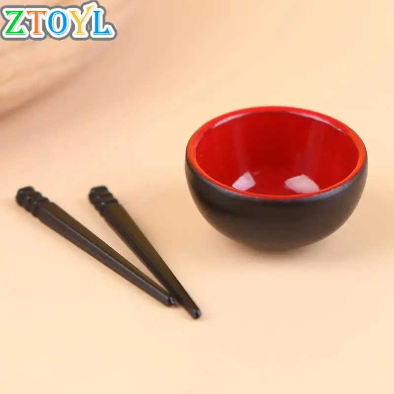 

1/12 Scale Miniature Dollhouse Chinese Dish Bowl Chopsticks Tableware Set Miniature Pretend Play Kitchen Toy