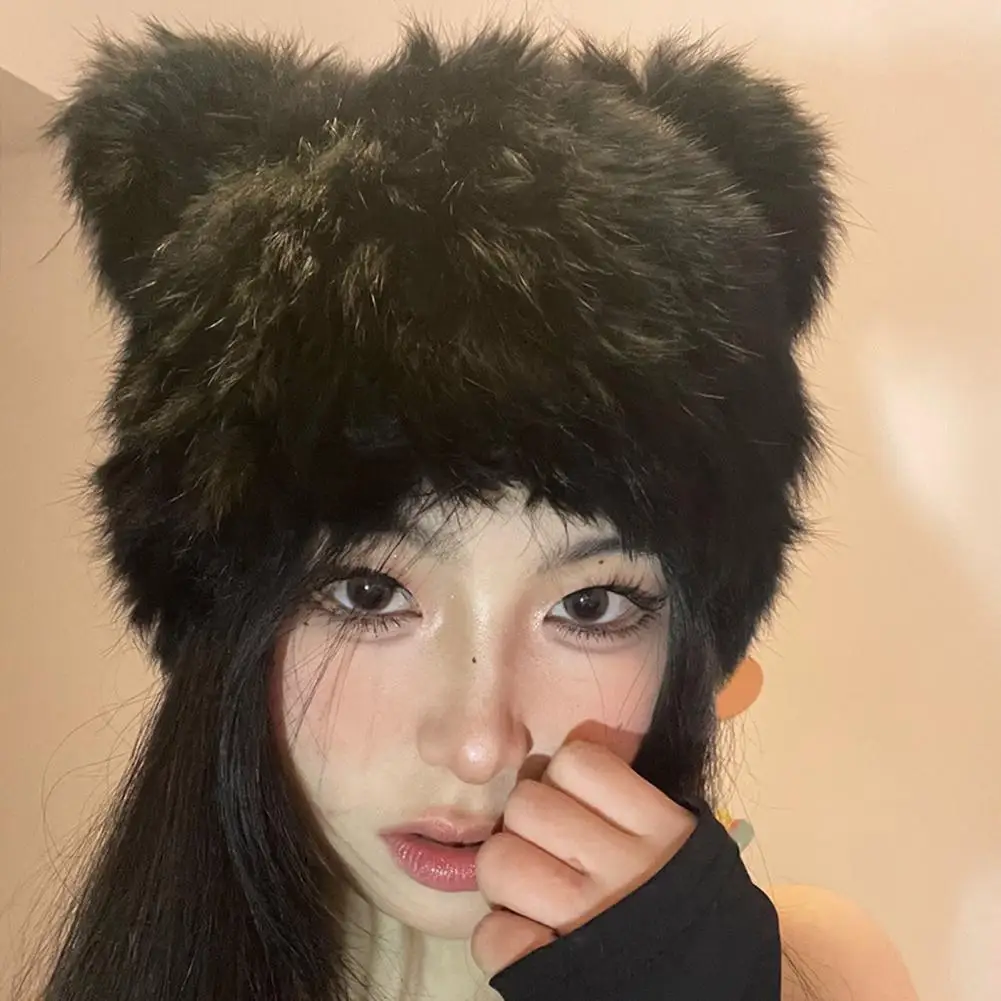 

Стильная женская шапка однотонная Милая женская шапка бини из искусственного меха шапка без козырька теплая шапка