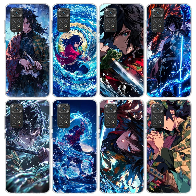 Чехол для телефона Tomioka Giyuu Demon Slayers Xiaomi Redmi Note 10 11 12 13 14 Pro Plus 11S 12S 11T 11E 10S Note14 Soft TPU Back Co