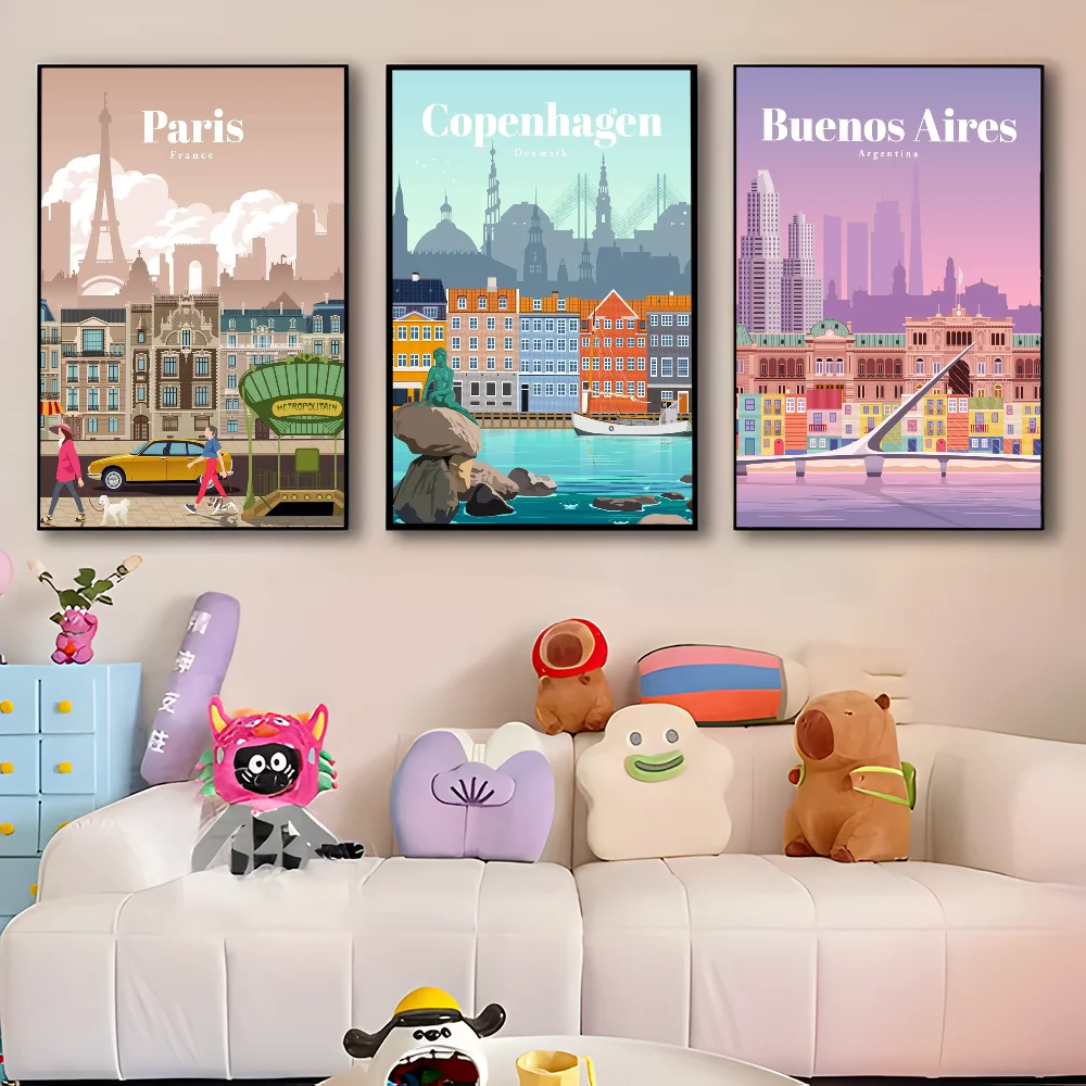 Постер С Путешествиями По Миру - Рим Сидней Париж Дубай