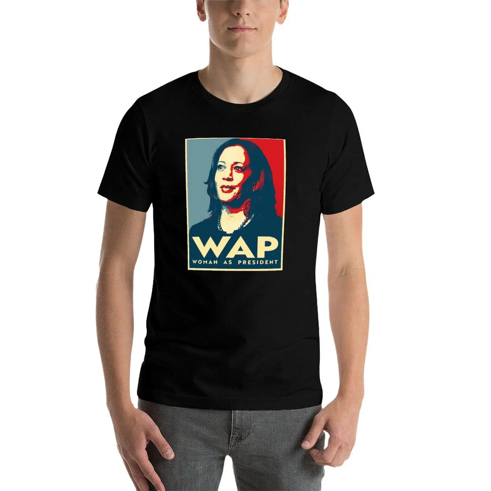 Фото Футболка WAP: Woman As President, мужская футболка класса люкс, мужская футболка из плотного хлопка, мужские футболки для мужчин №3