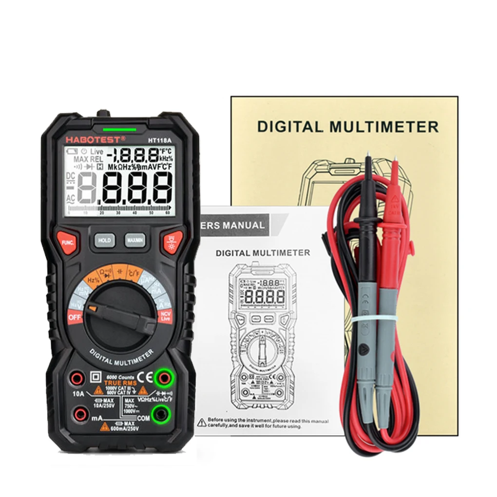 

habotest Multimeter Resistance Multimetro Tester Digital Display 6000 Counts Detector Meter Multifunctional Gauge
