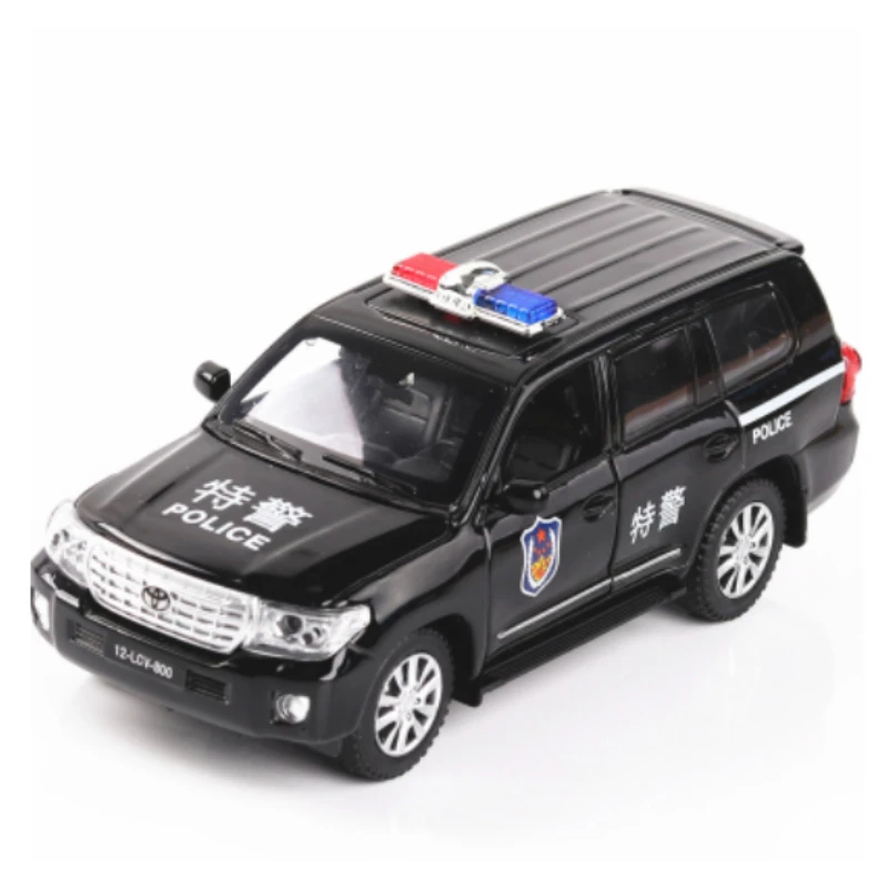 

Модель автомобиля TOYOTA LAND CRUISER PRADO в масштабе 1:32, Полицейская Металлическая машинка из сплава с откидной спинкой для детей, подарки на день рождения, игрушки A171