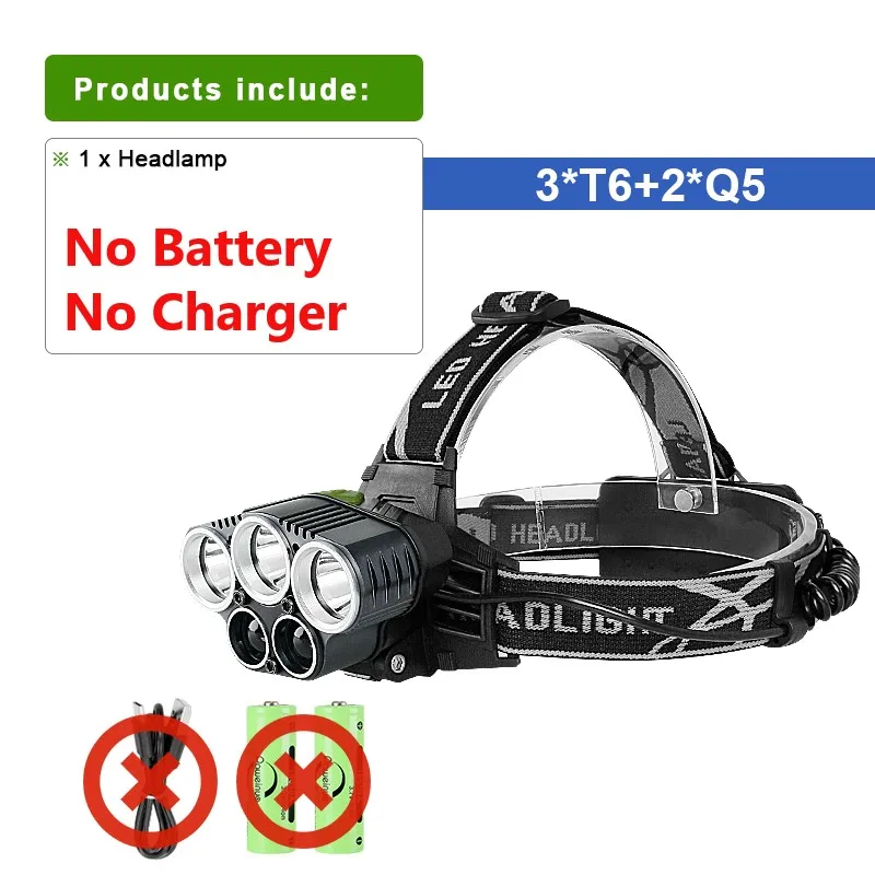 

Портативный налобный фонарь синий свет 5 LED