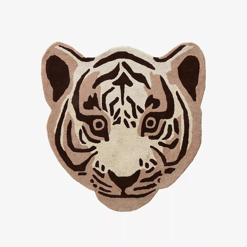 

Cute tiger leopard pattern round floor mat bedroom bedside children's room rug blanket throw blanket