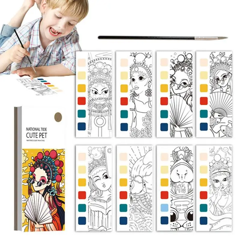 

20 Pages Pocket Watercolor Painting Book Toddlers Coloring Books Portable Drawing Book Coloring Books For Stimulating Creativity