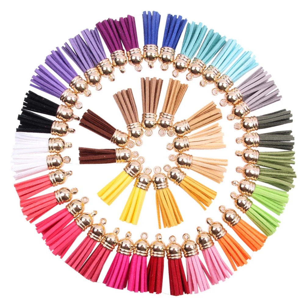 

38 мм золотая замша искусственная кожа кисточка бахрома для брелка мобильный телефон ремни ювелирные изделия DIY кулон талисманы аксессуары ...