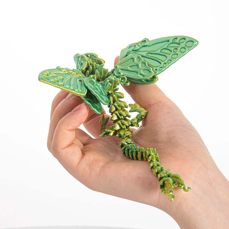 Гибкая Настольная игрушка с 3D-принтом дракона крыльями животными кристаллами