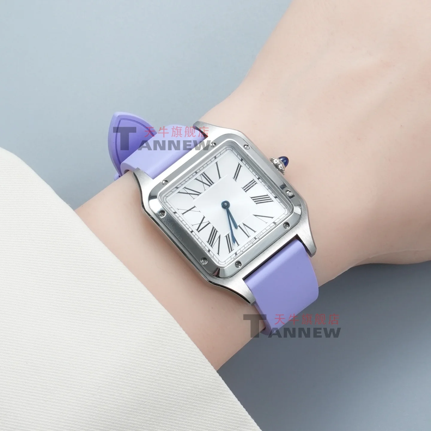 Фото Ремешок из фторэластомера 14-18 мм для Cartier London Tank Clé de Cartier Santos, мягкий, пылеотталкивающий, сменный ремешок для женских часов №4