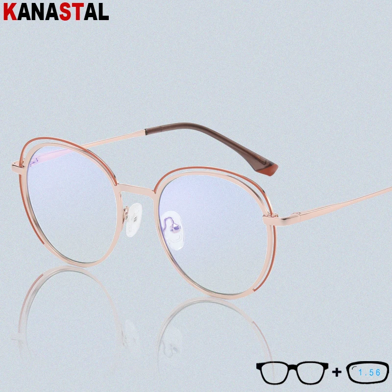 

Женский синий светильник, блокирующие очки для мужчин, компьютер, защита от усталости, металлические полые очки, оправа, оптические линзы, о...