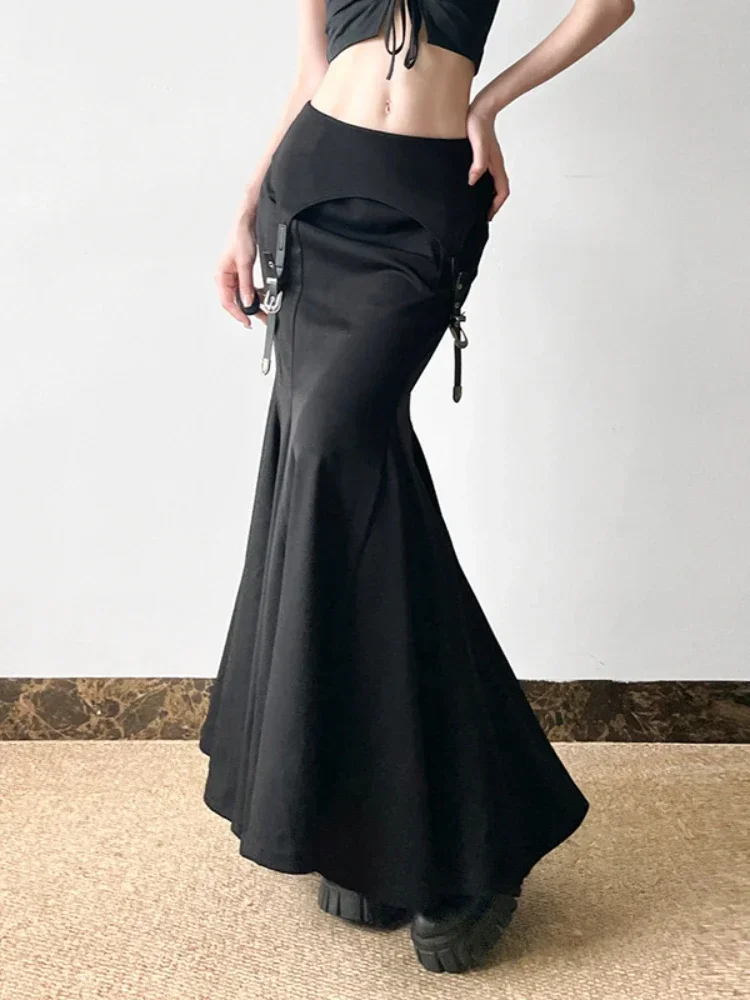 Новинка 2025 темная готическая уличная юбка-русалка в стиле ретро женская юбка