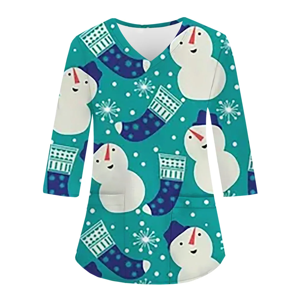 Новинка 2025 года рождественская медицинская форма праздничный принт Санта-Клауса