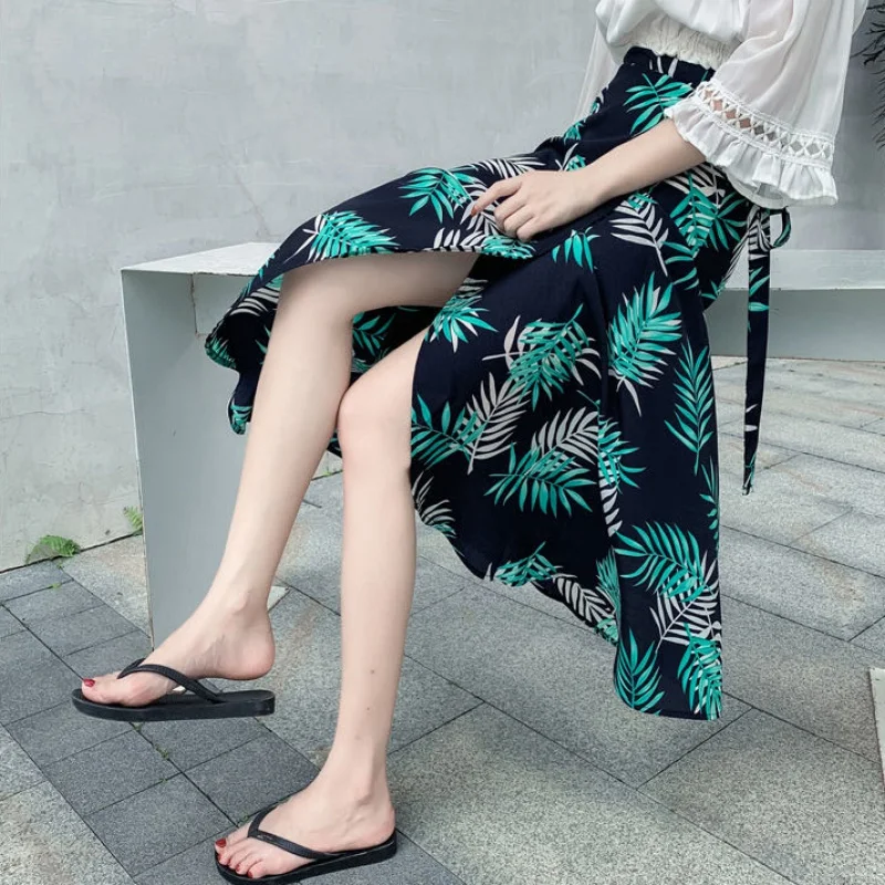 

520 sky sky resort look tropical fashion flower dot polka dots print wrap skirt 10 color 69