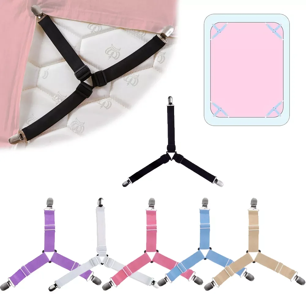 

4PCS/Set Elastic Bed Sheet Grippers Adjustable Belt Fastener Clips Mattress Cover Sheet holder Sofa Fixation Organize Gadgets