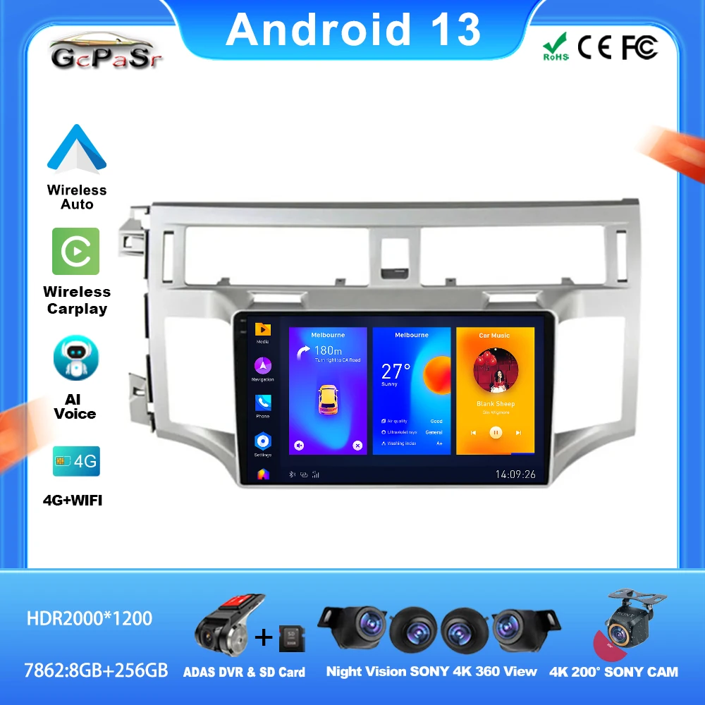 

Android For TOYOTA AVALON 2006-2011 Car Auto Carplay Radio Stereo Head Unit Multimedia Player GPS Navigation No DVD BT Head Unit