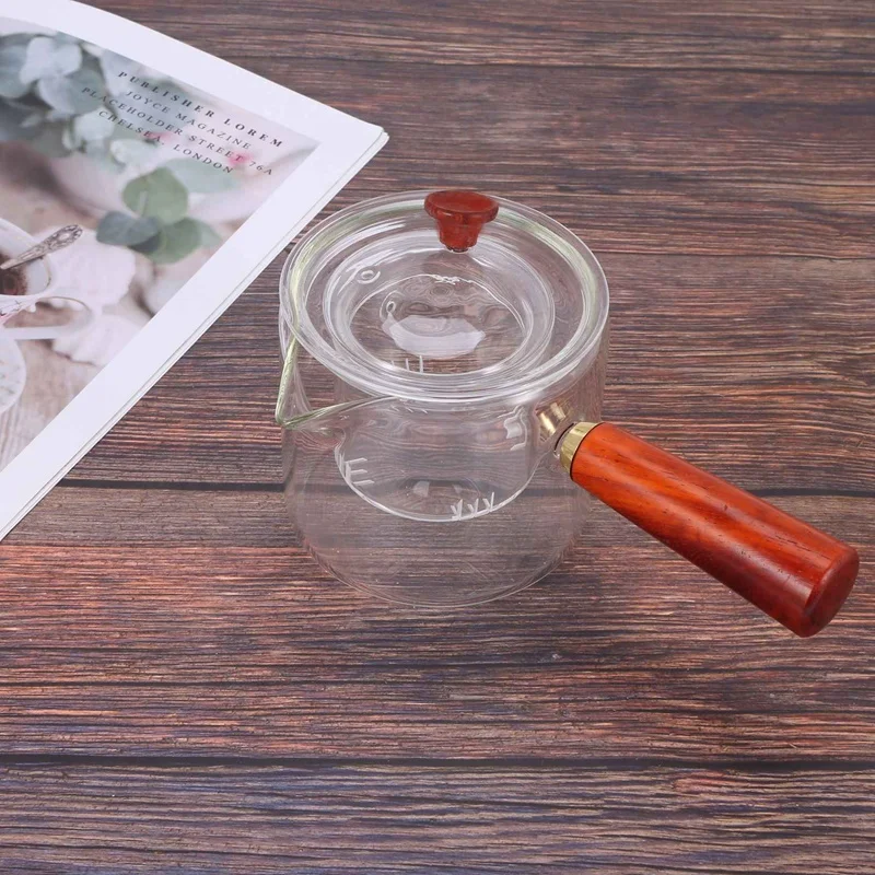 

Glass TeaPot with Wooden Handle,Thickened Heat-Resistant Glass Kettle,Flower Teapot Tea Set