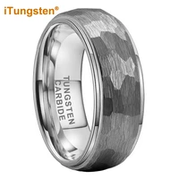 itungsten 6mm 8mm black gold rose hammered tungsten ring men women wedding band fashion jewelry domed stepped edges comfort fit