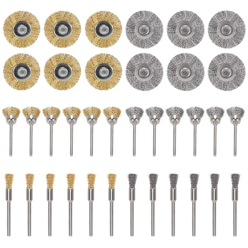 

36 Pcs/set Steel Wire Brush Kit for Drill Rust and Corrosion Removal Rotary Tool