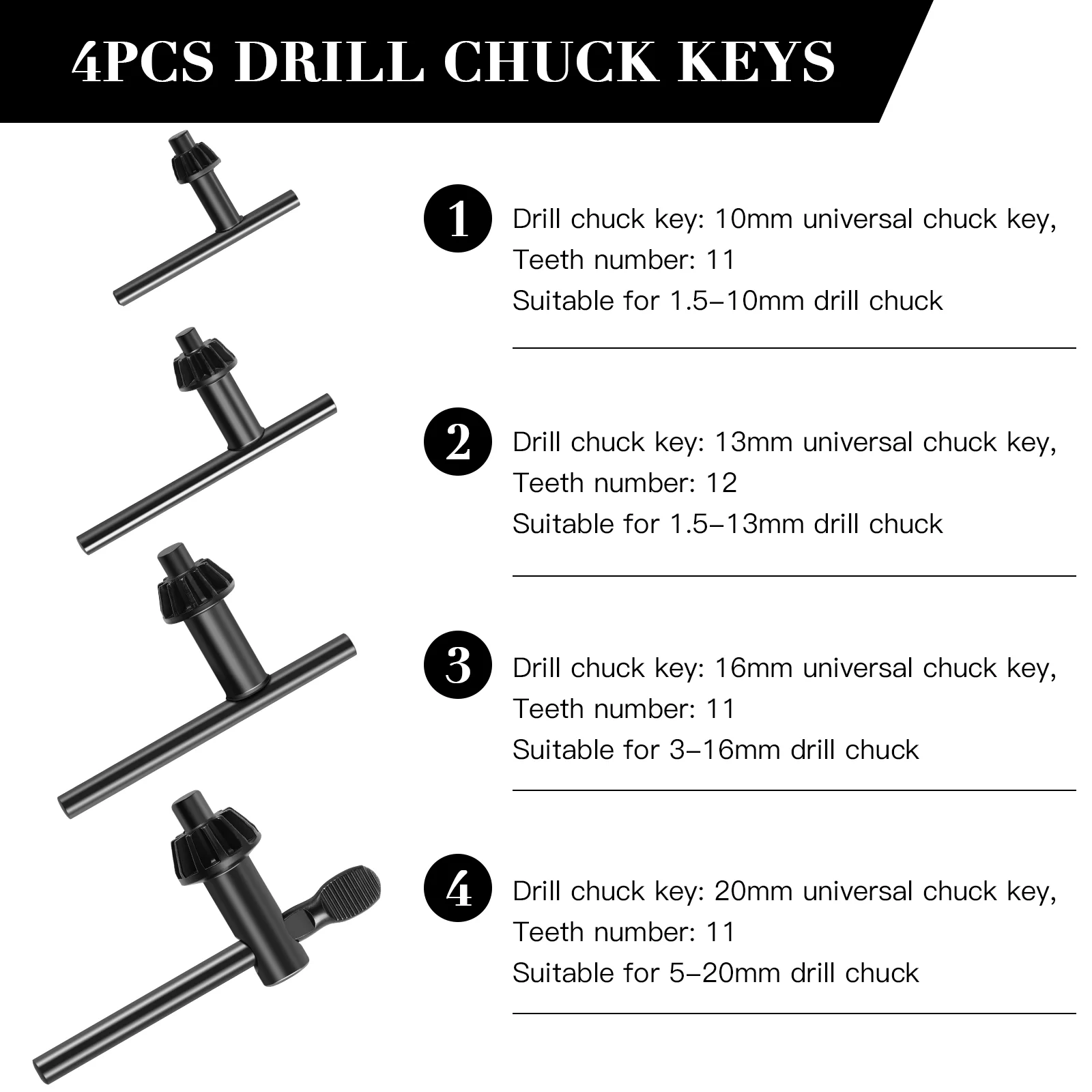 DOITOOL 4 шт. ключ для сверлильного патрона электрическая дрель гаечный набор
